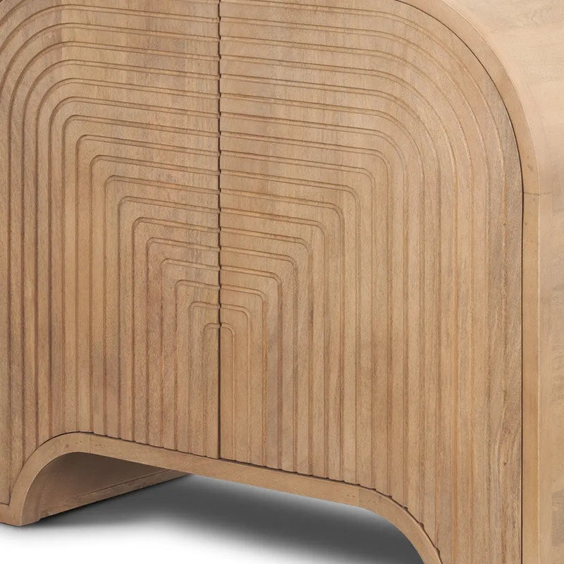 32" Natural Solid Wood Textured Door Accent Cabinet With Two Doors Homeroots Kitchen & Dining