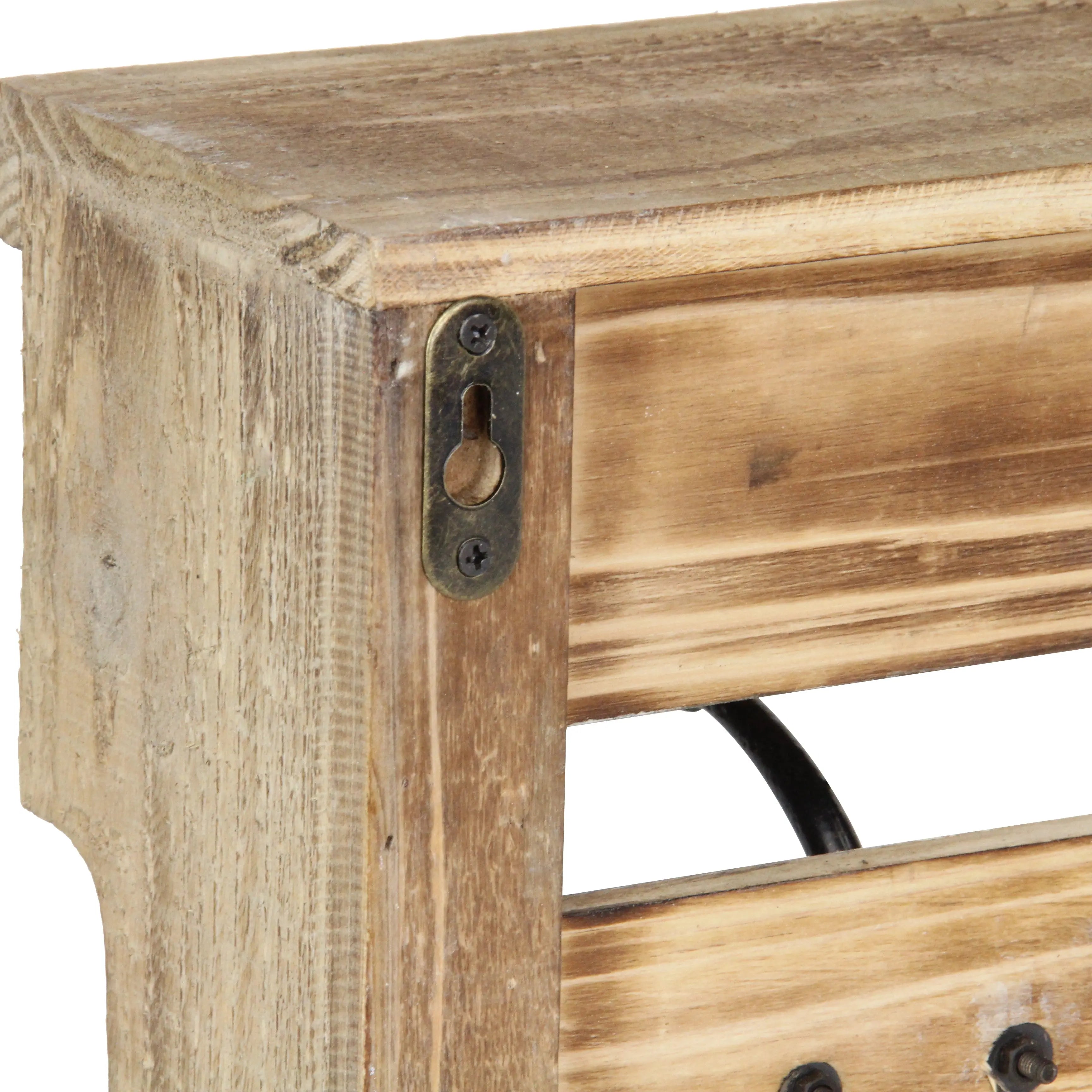 32" Natural Wood Five Hook Wall Mount Coat Rack Homeroots Organization