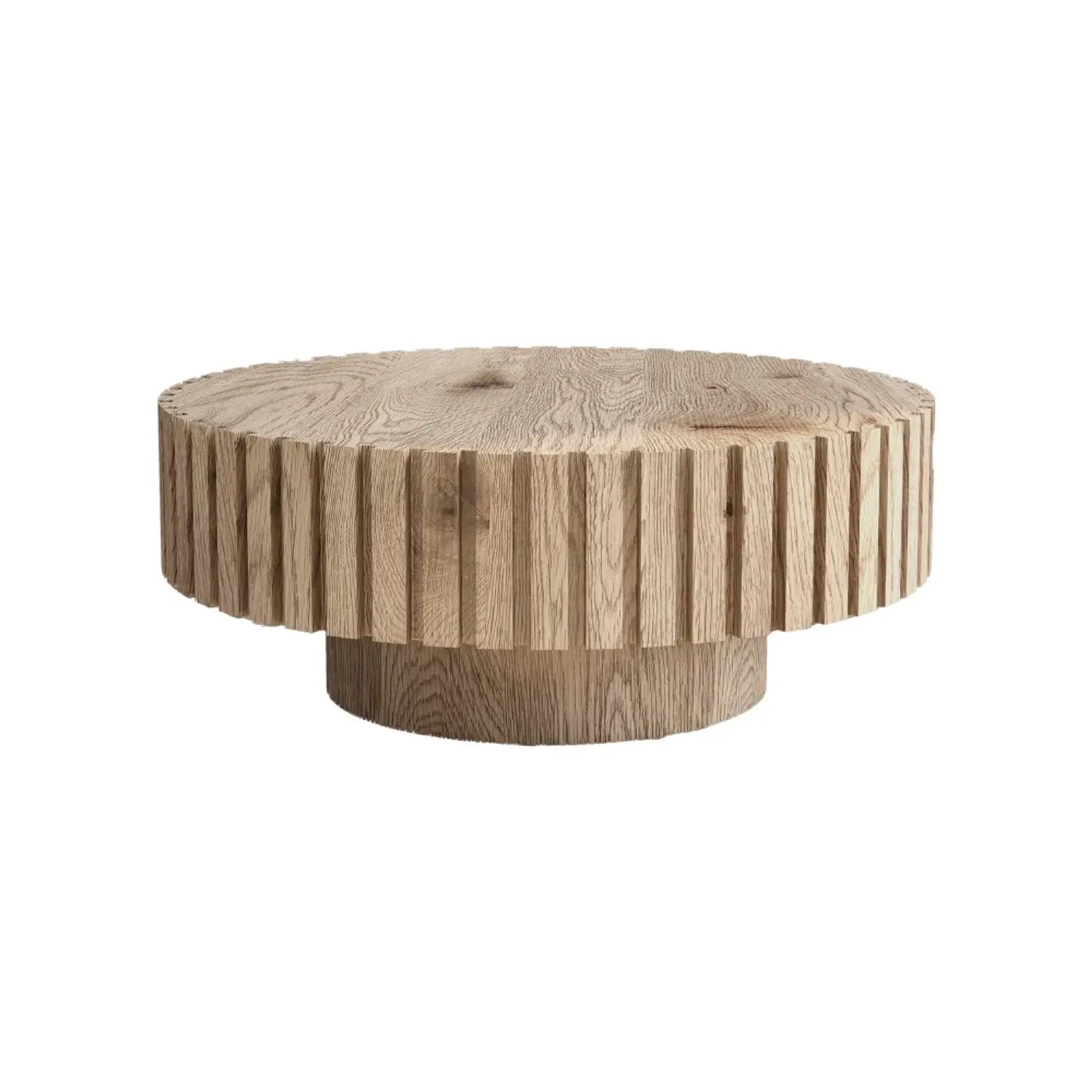 32" Natural Wood Round Pedestal Coffee Table Homeroots