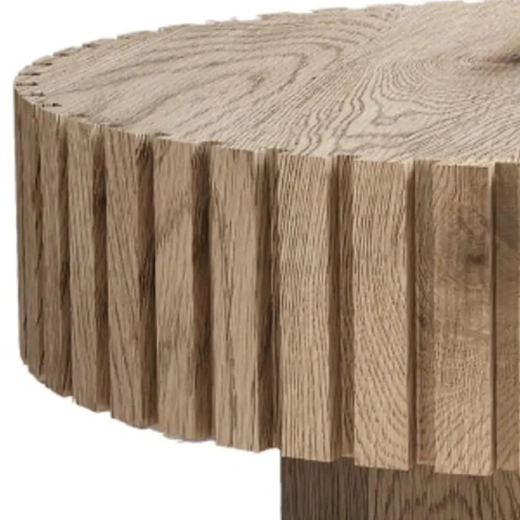32" Natural Wood Round Pedestal Coffee Table Homeroots