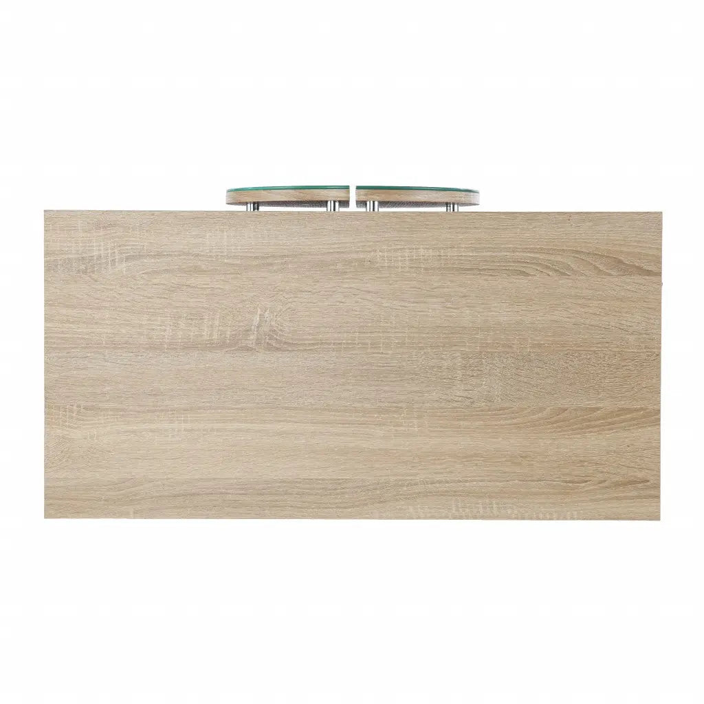 32" Natural and Chrome Mirrored Circle Double Door Bar Cabinet Homeroots Kitchen & Dining