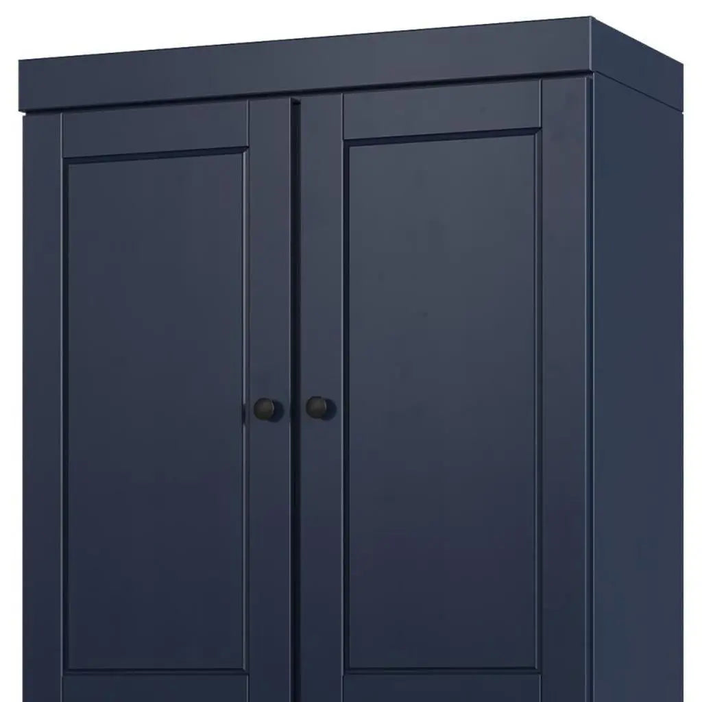 32" Navy Blue Solid Wood Free Standing Four Door Linen Cabinet Homeroots Organization