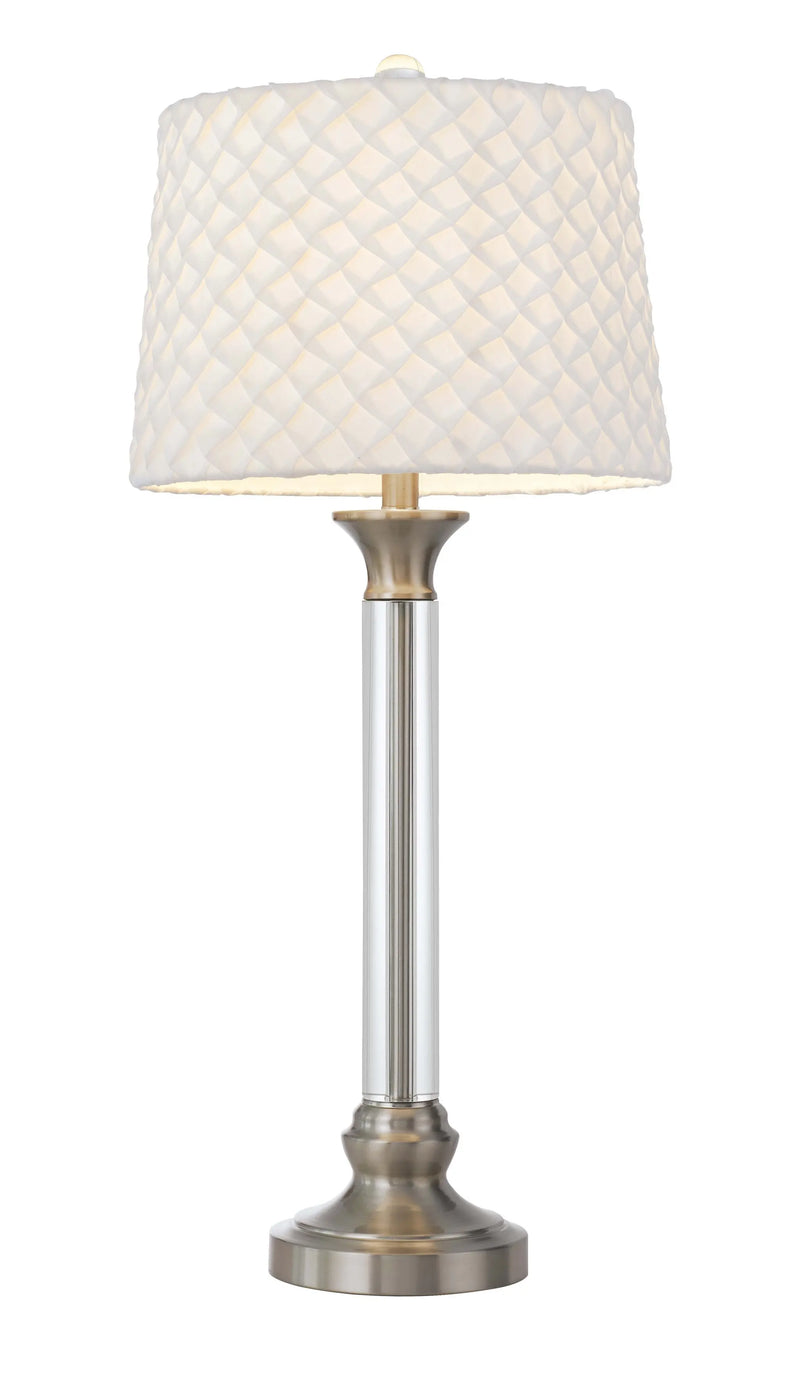 32" Nickel Metal Table Lamp With White Empire Shade Homeroots Lighting