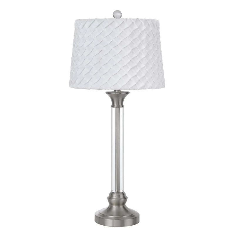 32" Nickel Metal Table Lamp With White Empire Shade Homeroots Lighting