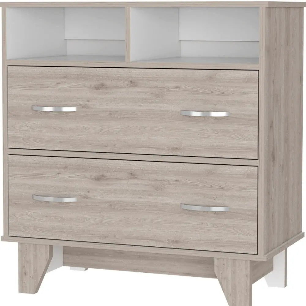 32" Oak Wood Two Drawer Dresser Homeroots Bed & Bath