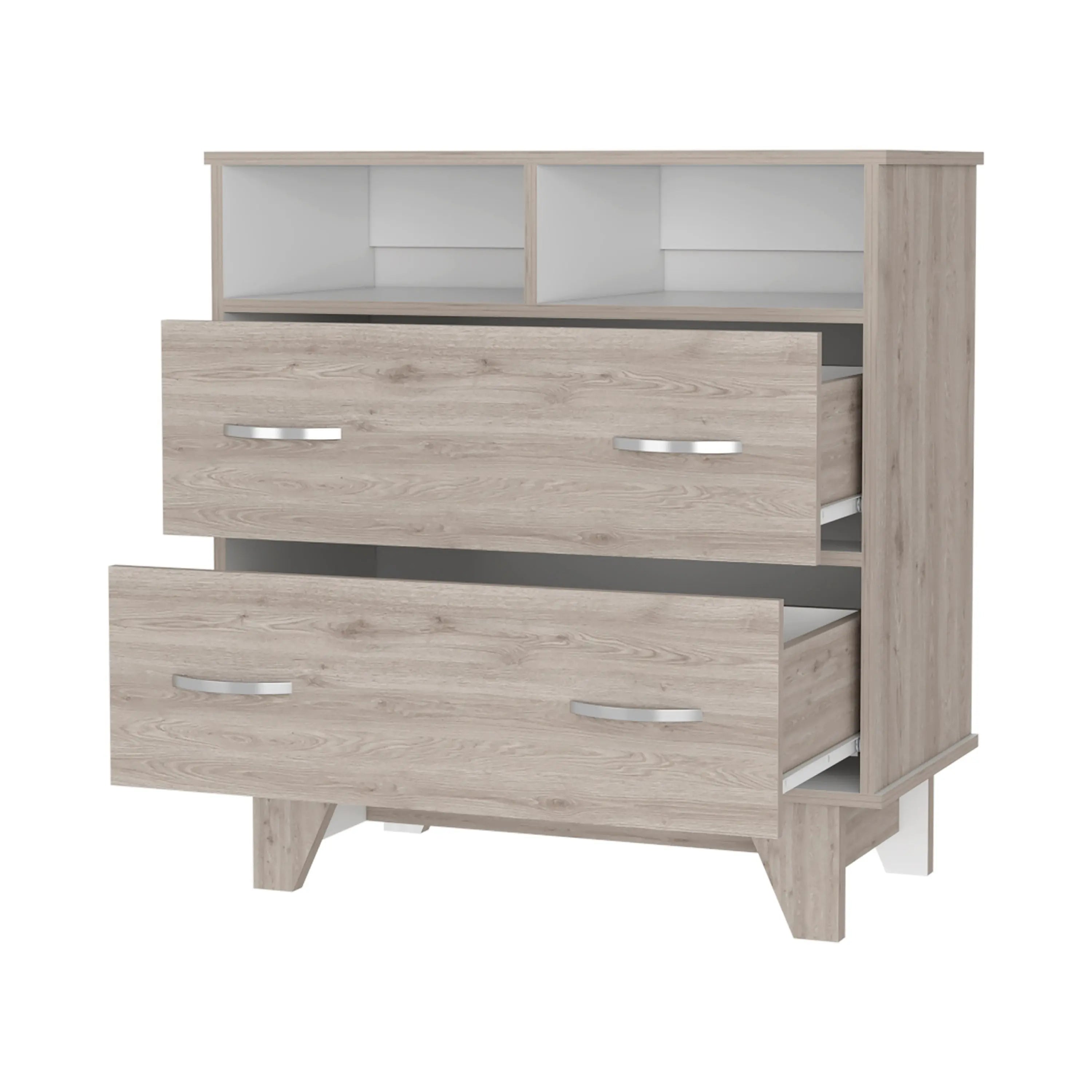32" Oak Wood Two Drawer Dresser Homeroots Bed & Bath