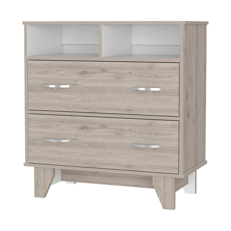 32" Oak Wood Two Drawer Dresser Homeroots Bed & Bath