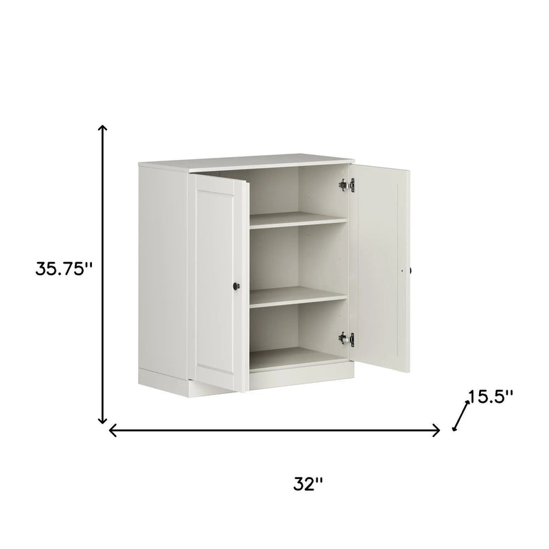 32" Off White Solid Wood Accent Cabinet With Two Doors Homeroots Kitchen & Dining