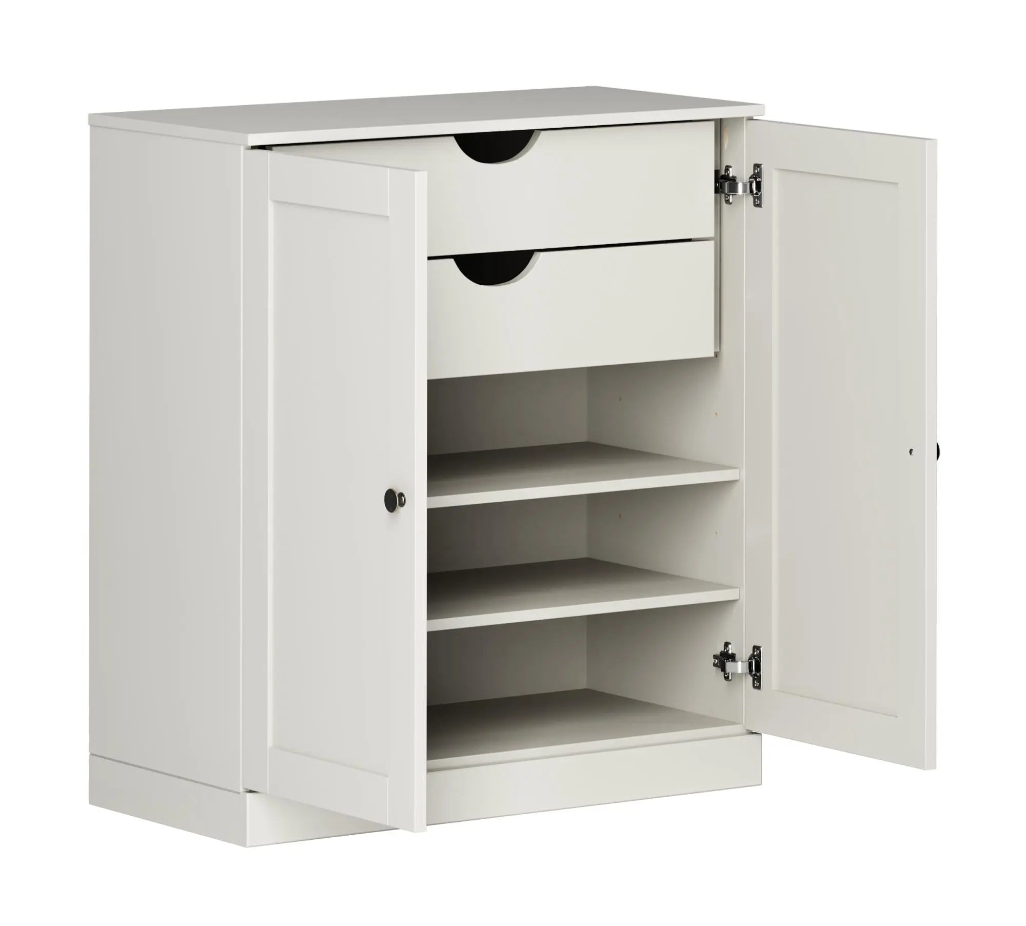 32" Off White Solid Wood Free Standing Double Door Linen Cabinet Homeroots Organization