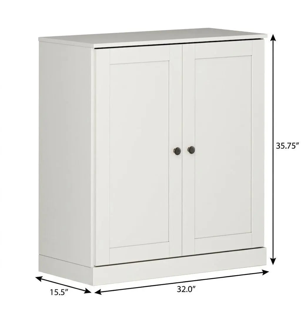 32" Off White Solid Wood Free Standing Double Door Linen Cabinet Homeroots Organization