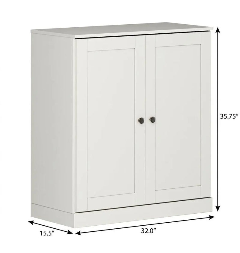 32" Off White Solid Wood Free Standing Double Door Linen Cabinet Homeroots Organization