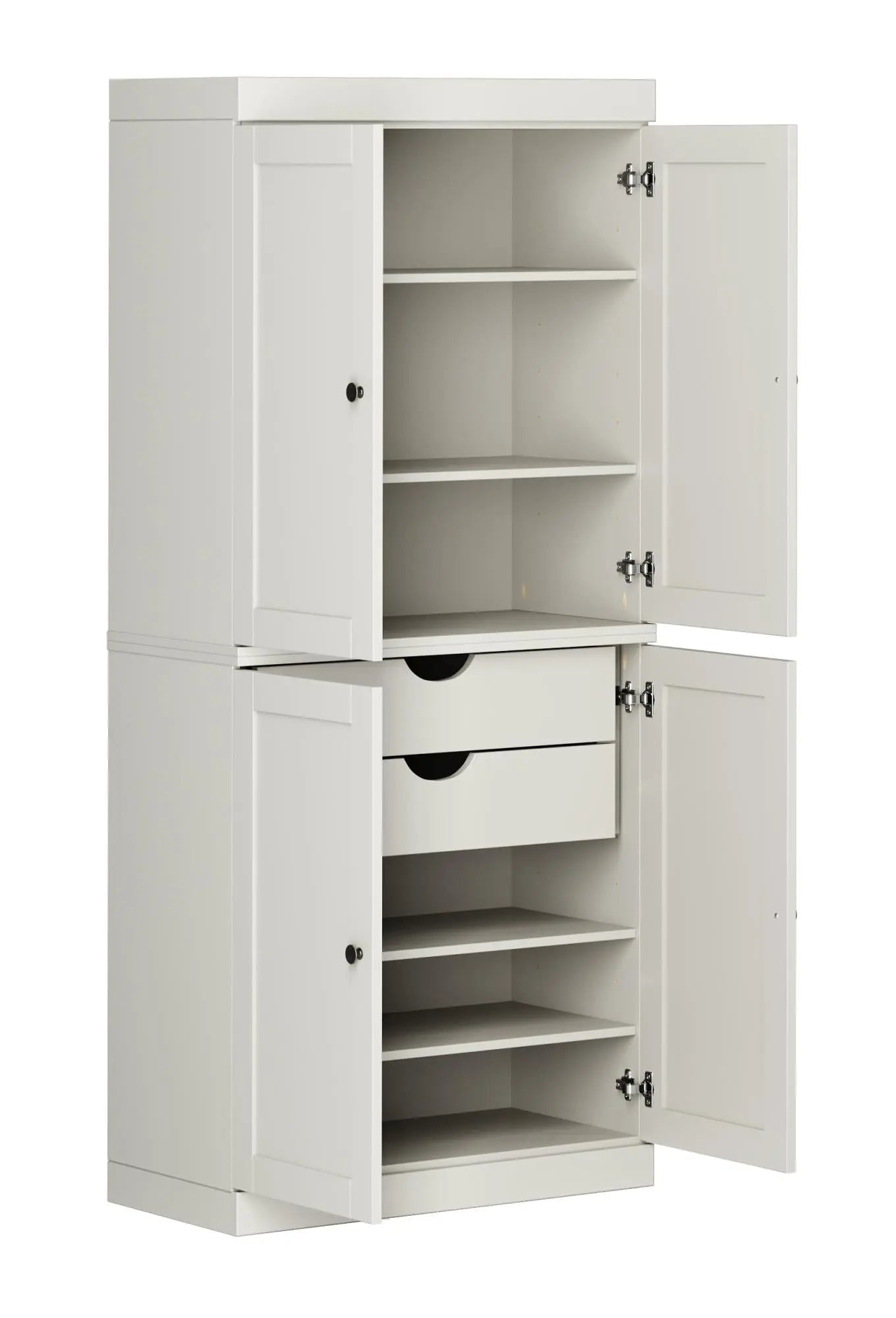 32" Off White Solid Wood Free Standing Four Door Linen Cabinet Homeroots Organization