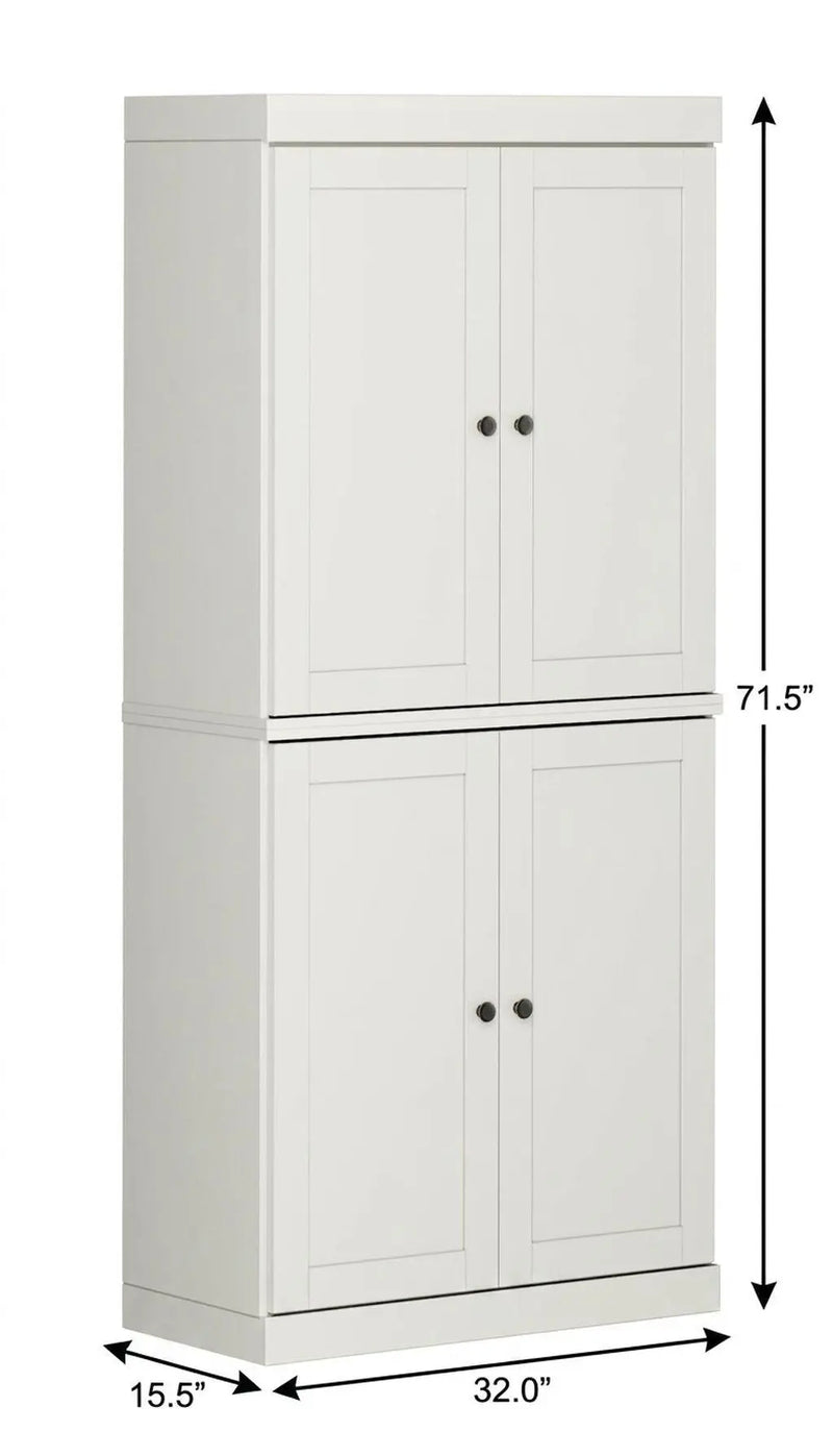 32" Off White Solid Wood Free Standing Four Door Linen Cabinet Homeroots Organization