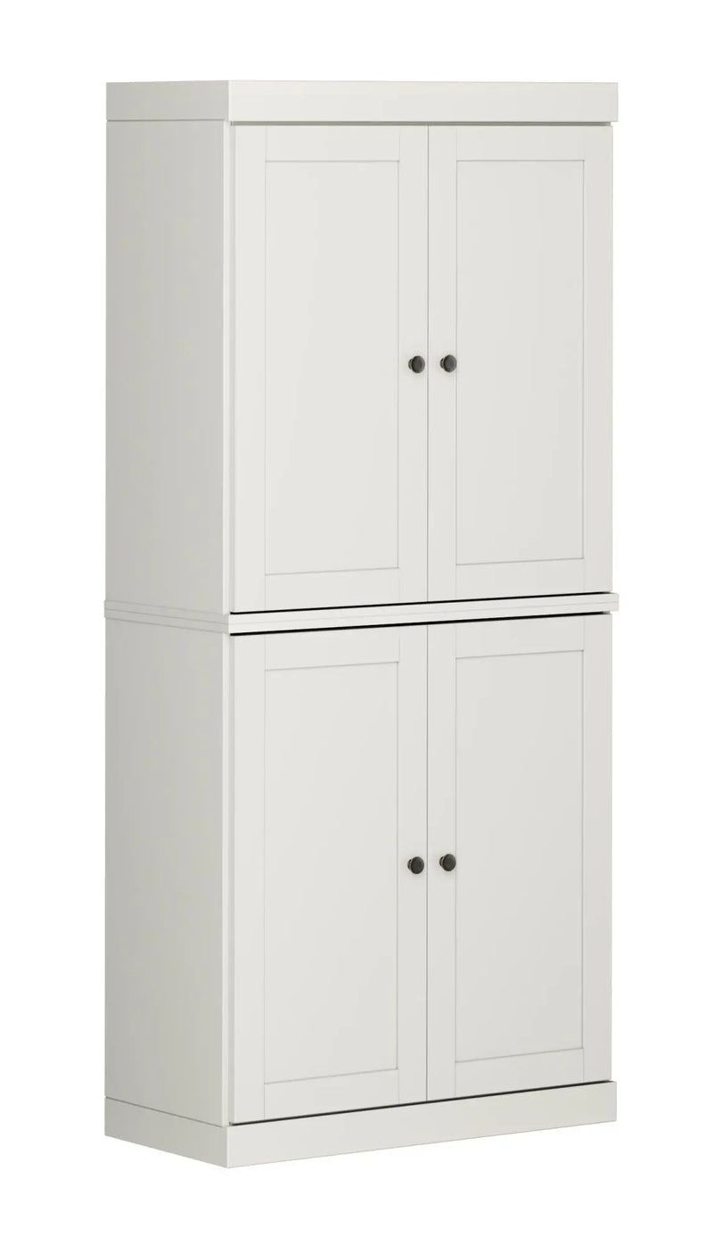 32" Off White Solid Wood Free Standing Four Door Linen Cabinet Homeroots Organization