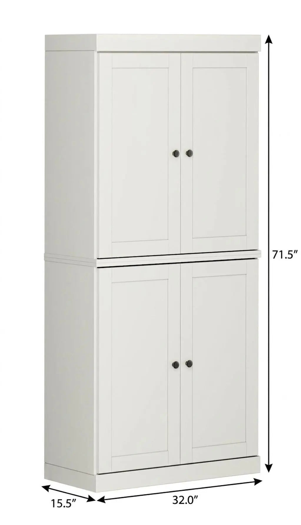 32" Off White Solid Wood Free Standing Four Door Linen Cabinet Homeroots Organization