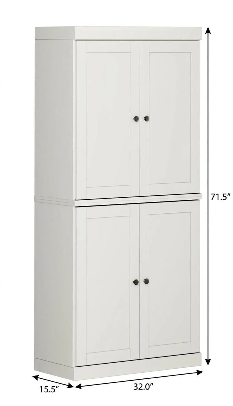 32" Off White Solid Wood Free Standing Four Door Linen Cabinet Homeroots Organization
