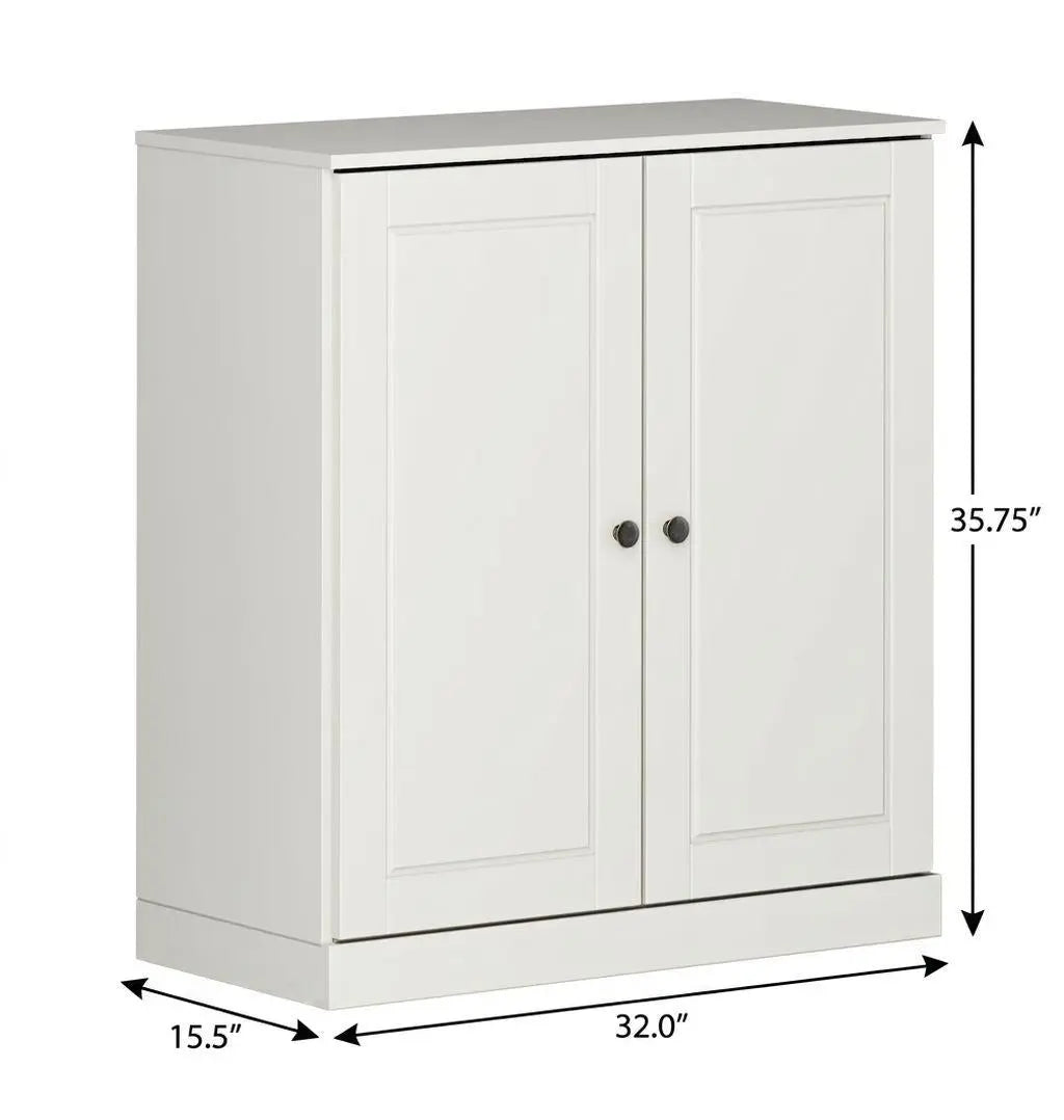 32" Off White Solid Wood Raised Panel Double Door Linen Cabinet Homeroots Organization