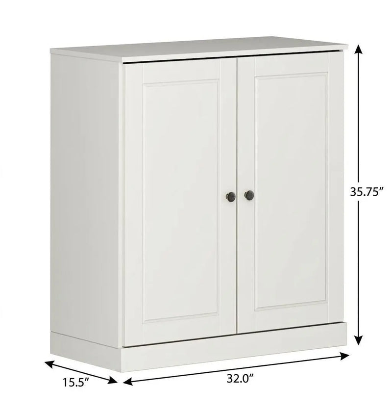 32" Off White Solid Wood Raised Panel Double Door Linen Cabinet Homeroots Organization