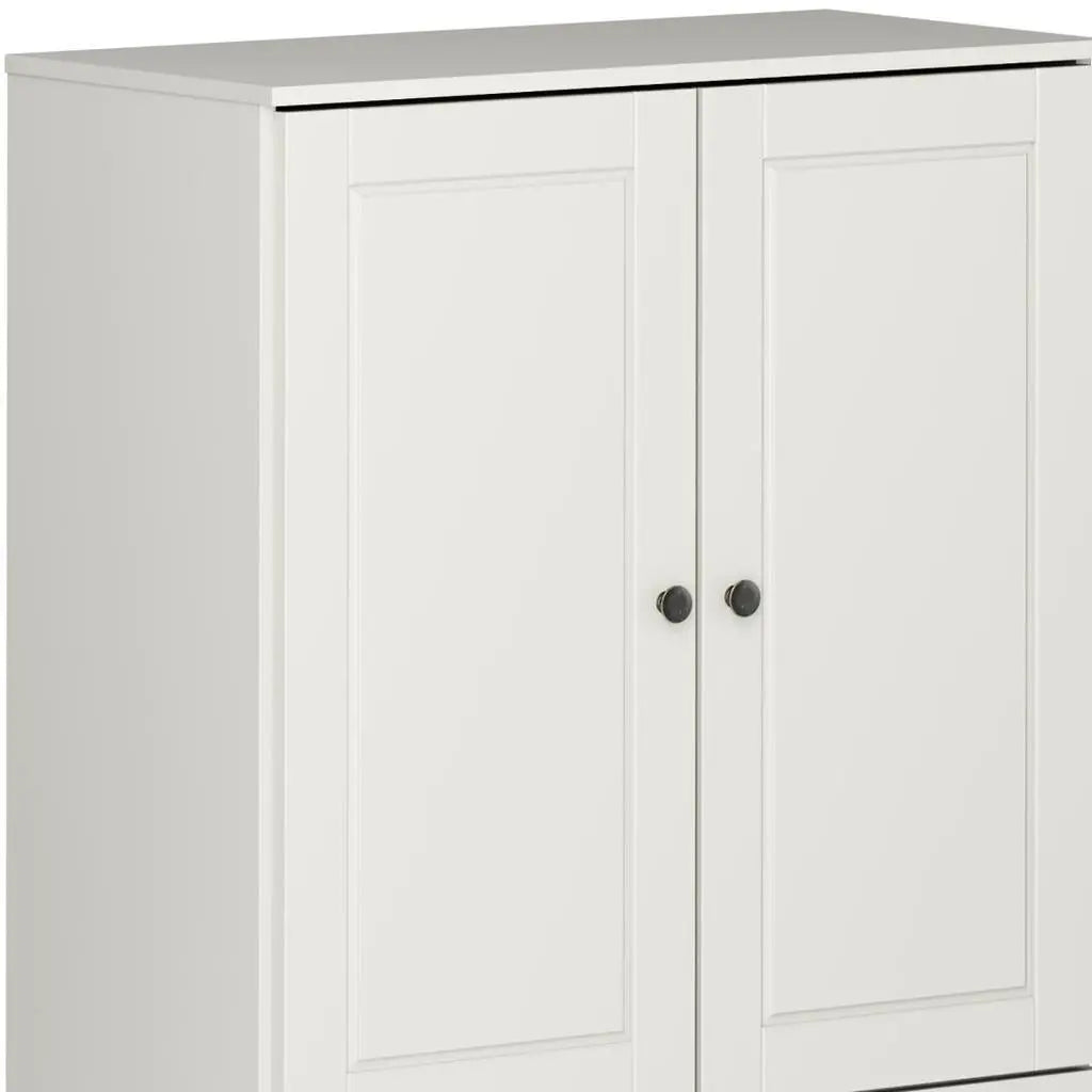 32" Off White Solid Wood Raised Panel Double Door Linen Cabinet Homeroots Organization