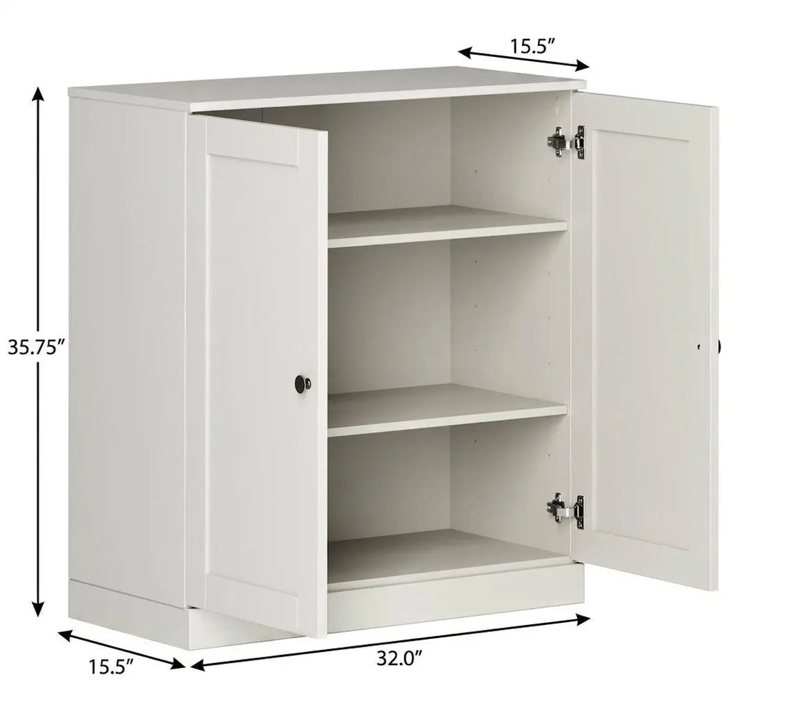32" Off White Solid Wood Shaker Style Double Door Linen Cabinet Homeroots Organization