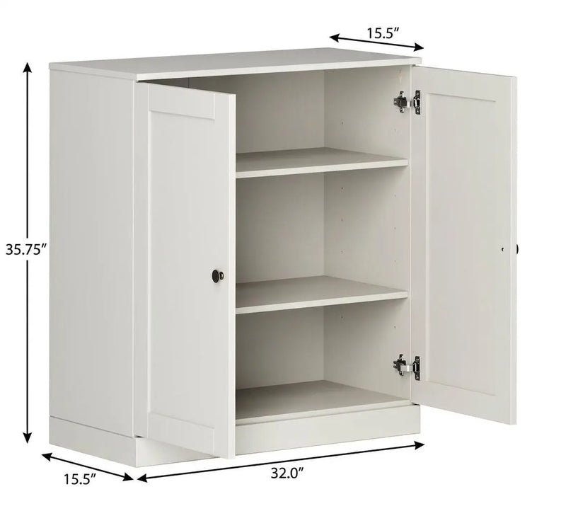32" Off White Solid Wood Shaker Style Double Door Linen Cabinet Homeroots Organization
