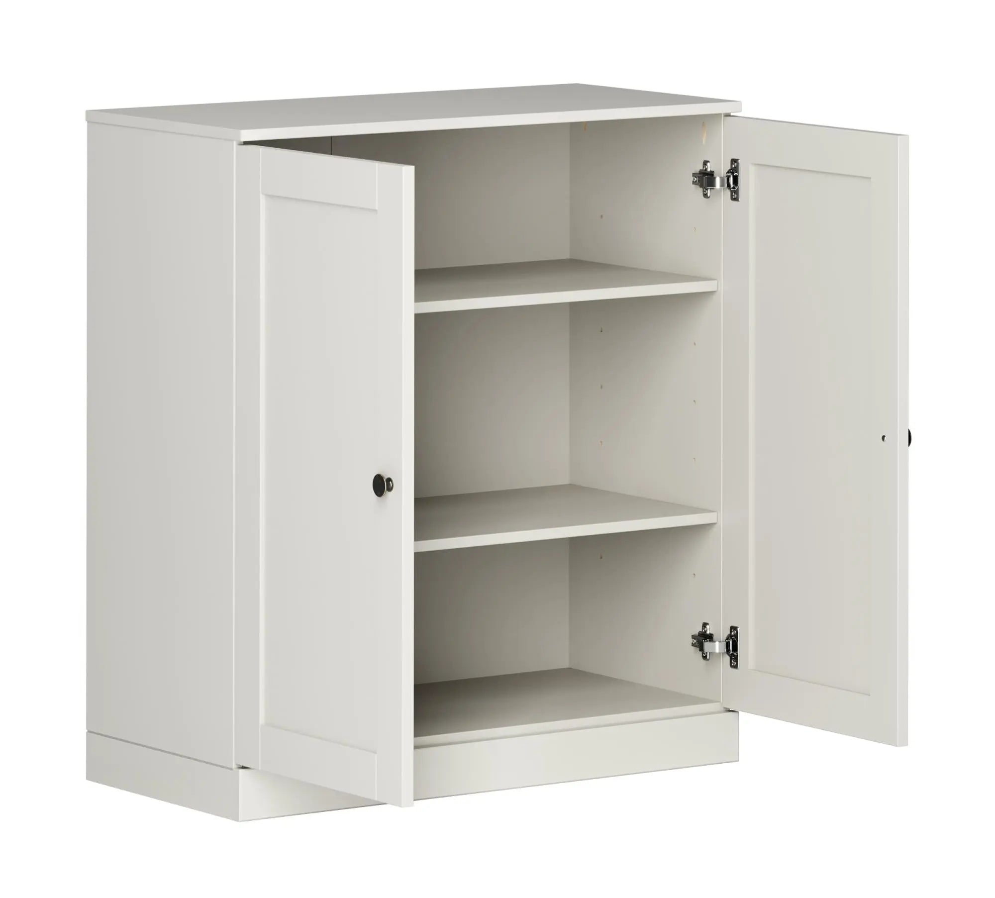 32" Off White Solid Wood Shaker Style Double Door Linen Cabinet Homeroots Organization