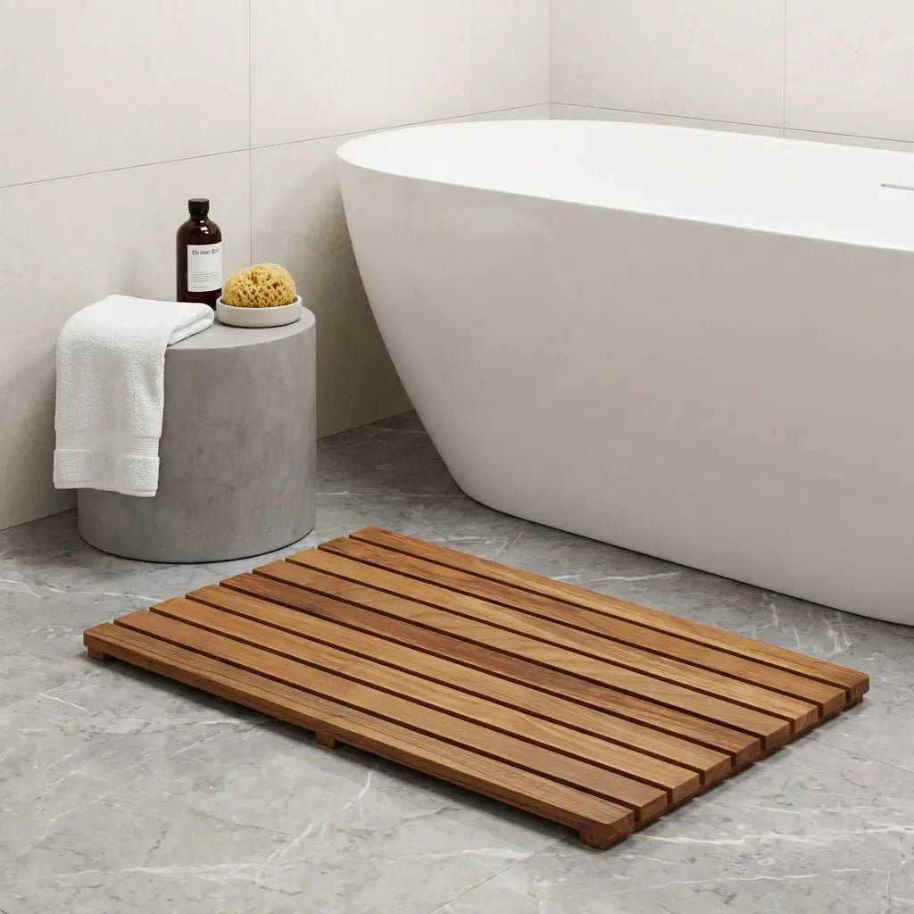 32" Premium Teak Shower Bath Mat Homeroots Bed & Bath