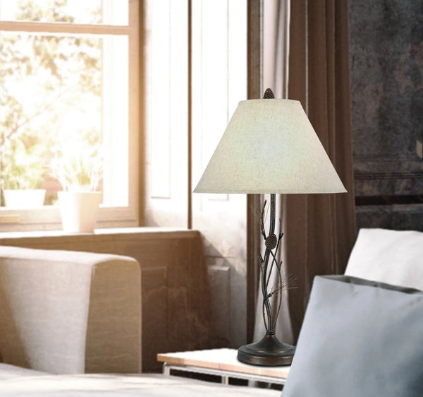 32" Rust Metal Table Lamp With Gray Empire Shade Homeroots Lighting