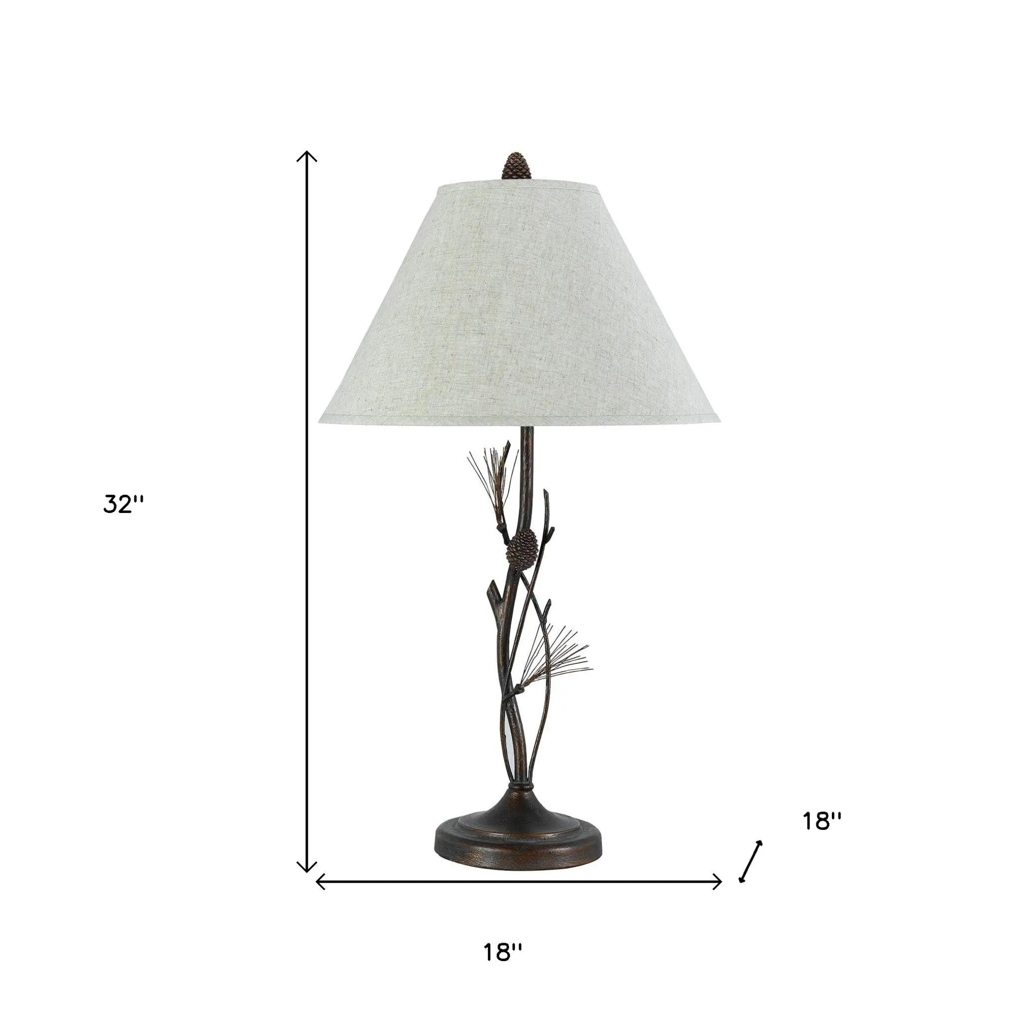 32" Rust Metal Table Lamp With Gray Empire Shade Homeroots Lighting