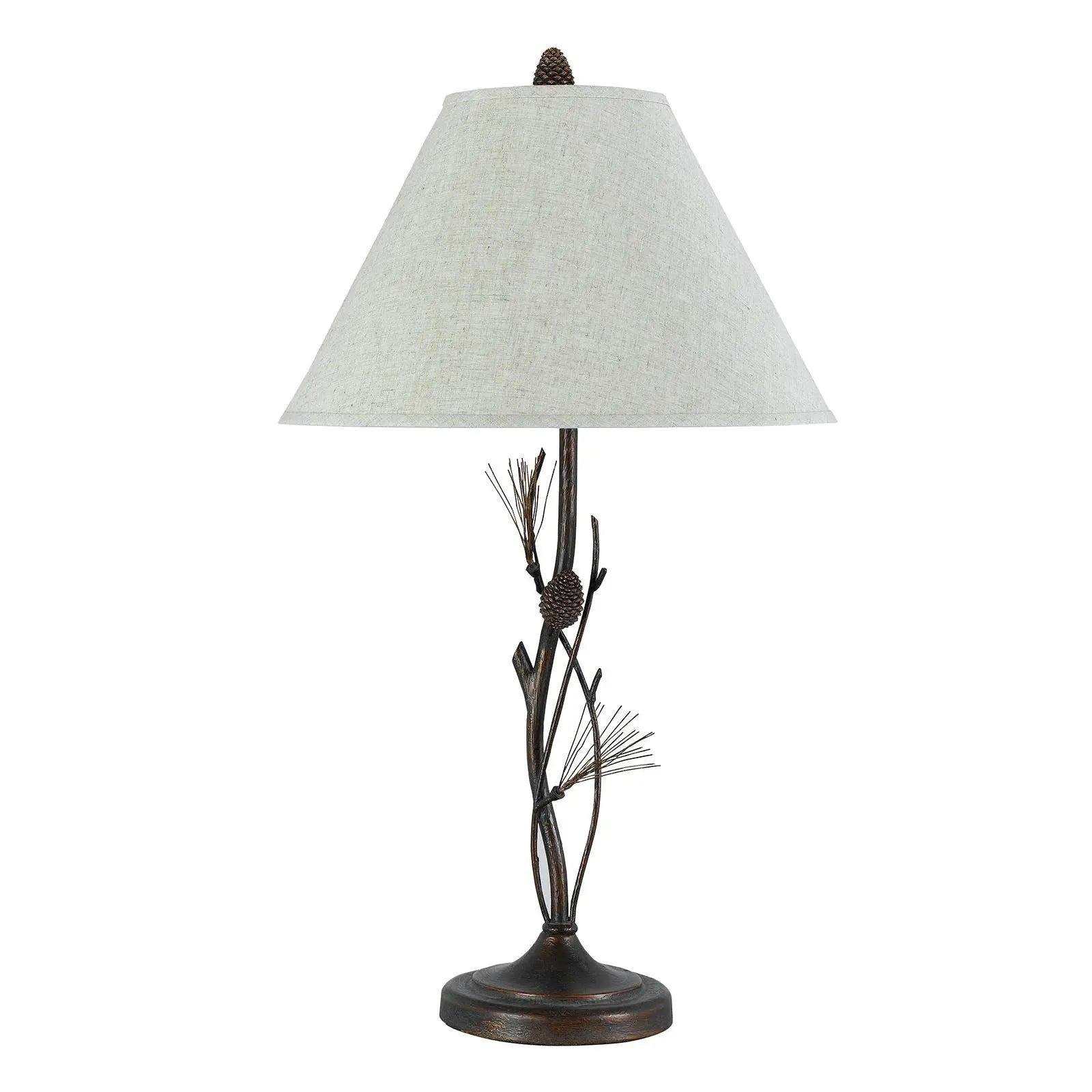 32" Rust Metal Table Lamp With Gray Empire Shade Homeroots Lighting