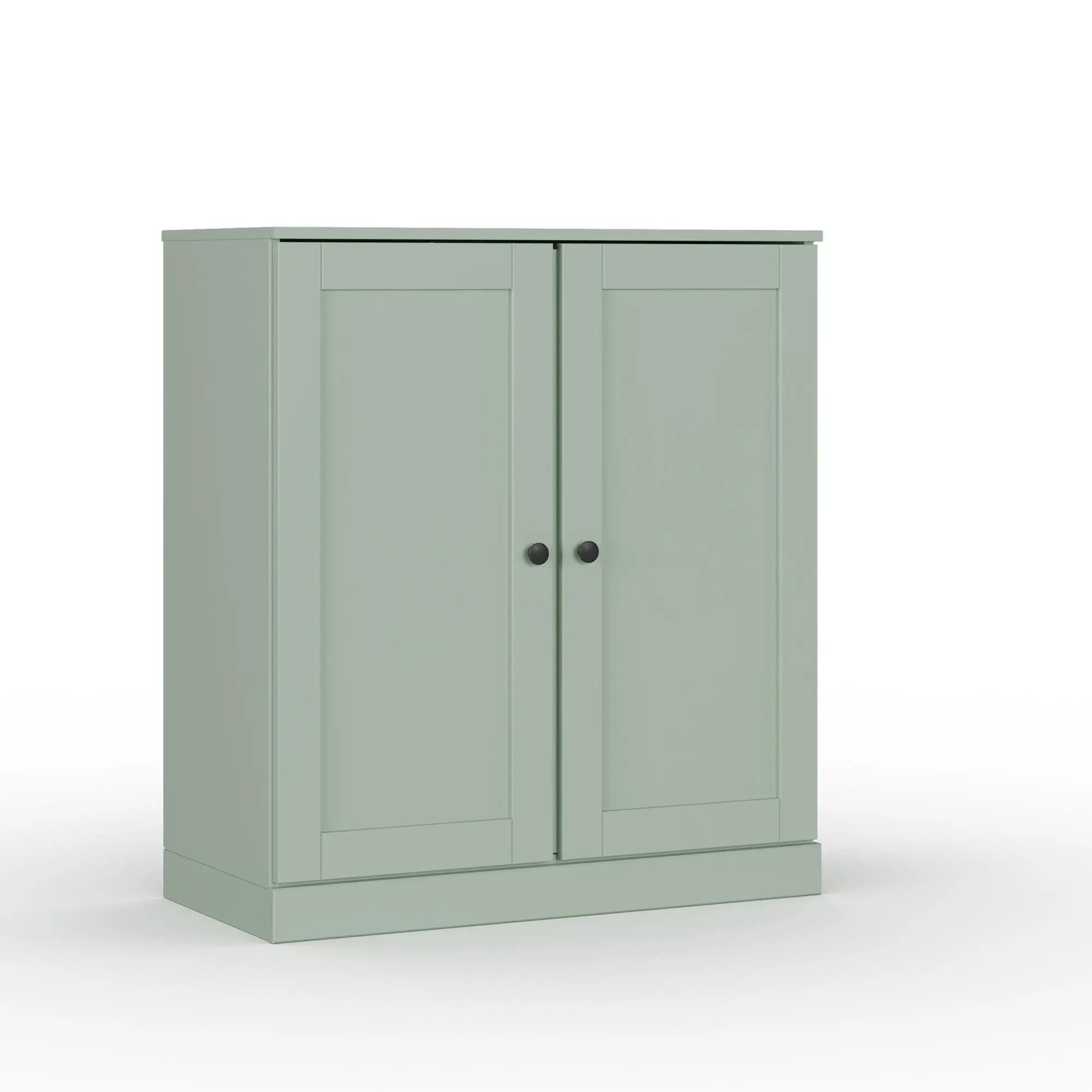 32" Sage Solid Wood Free Standing Double Door Linen Cabinet Homeroots Organization
