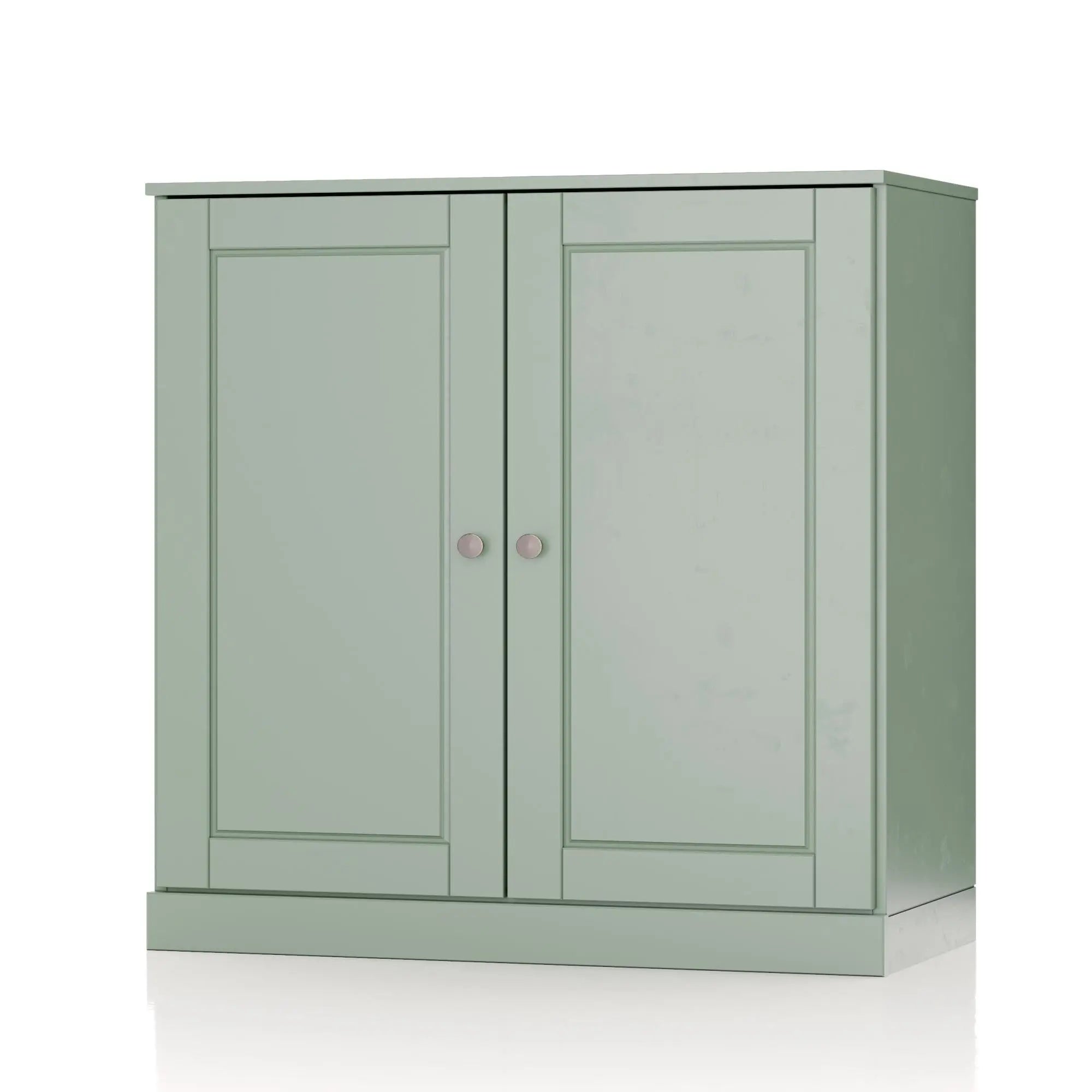 32" Sage Solid Wood Free Standing Double Door Linen Cabinet Homeroots Organization