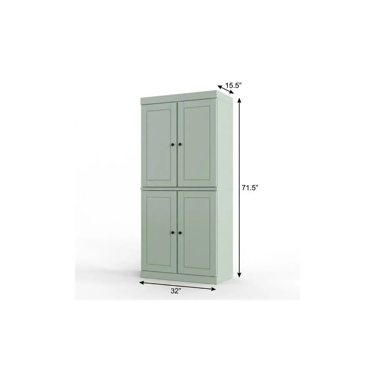 32" Sage Solid Wood Free Standing Four Door Linen Cabinet Homeroots Organization