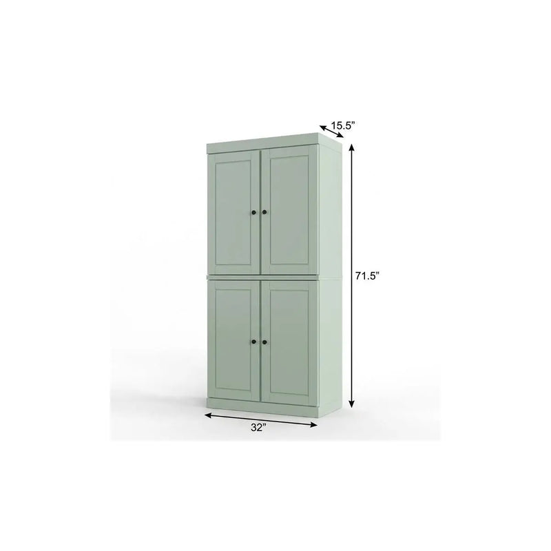 32" Sage Solid Wood Free Standing Four Door Linen Cabinet Homeroots Organization
