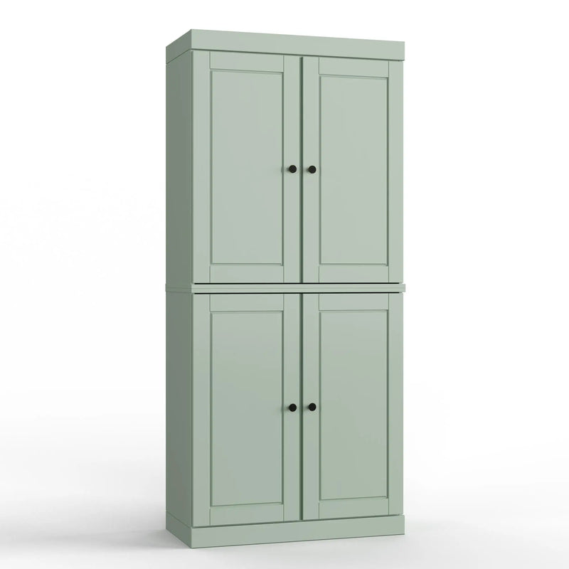 32" Sage Solid Wood Free Standing Four Door Linen Cabinet Homeroots Organization