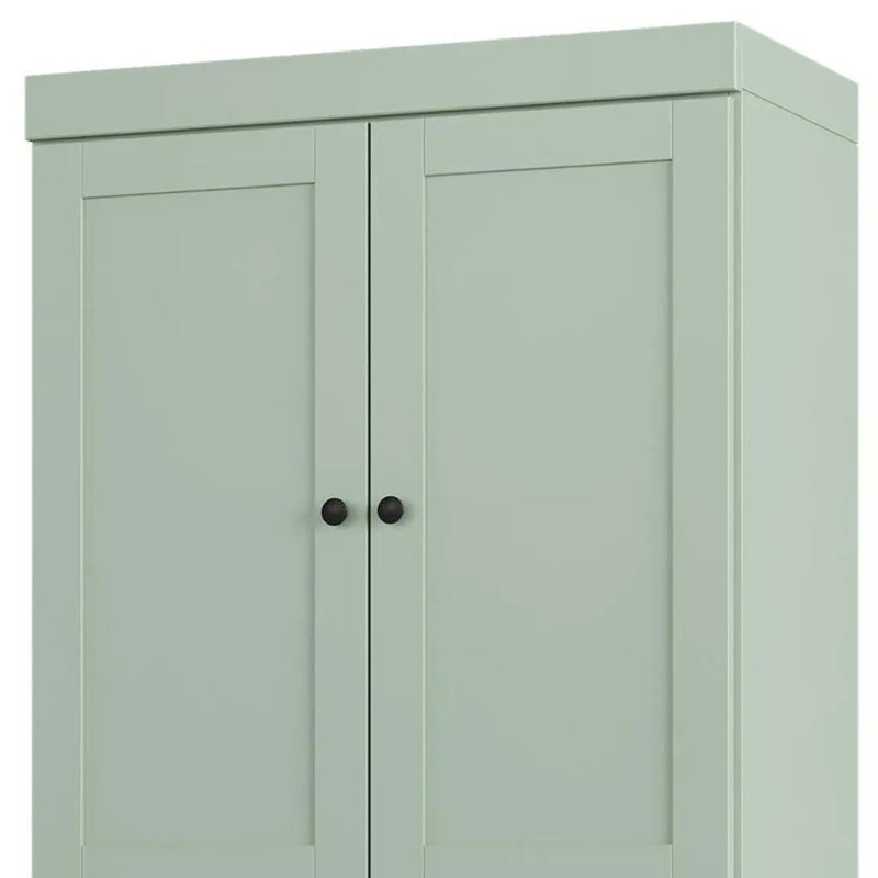 32" Sage Solid Wood Free Standing Four Door Linen Cabinet Homeroots Organization