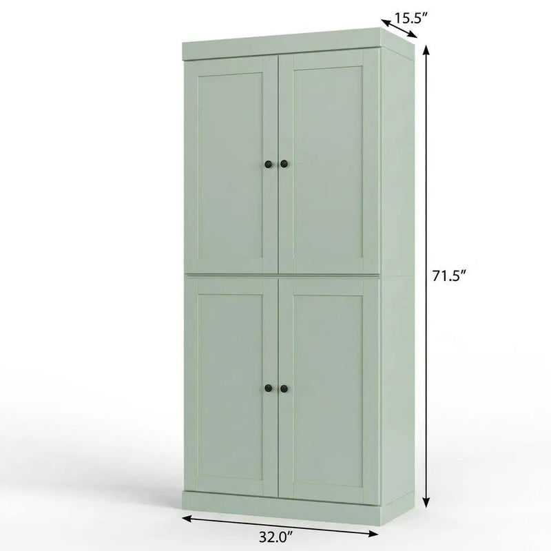 32" Sage Solid Wood Free Standing Four Door Linen Cabinet Homeroots Organization