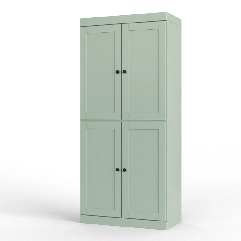 32" Sage Solid Wood Free Standing Four Door Linen Cabinet Homeroots Organization