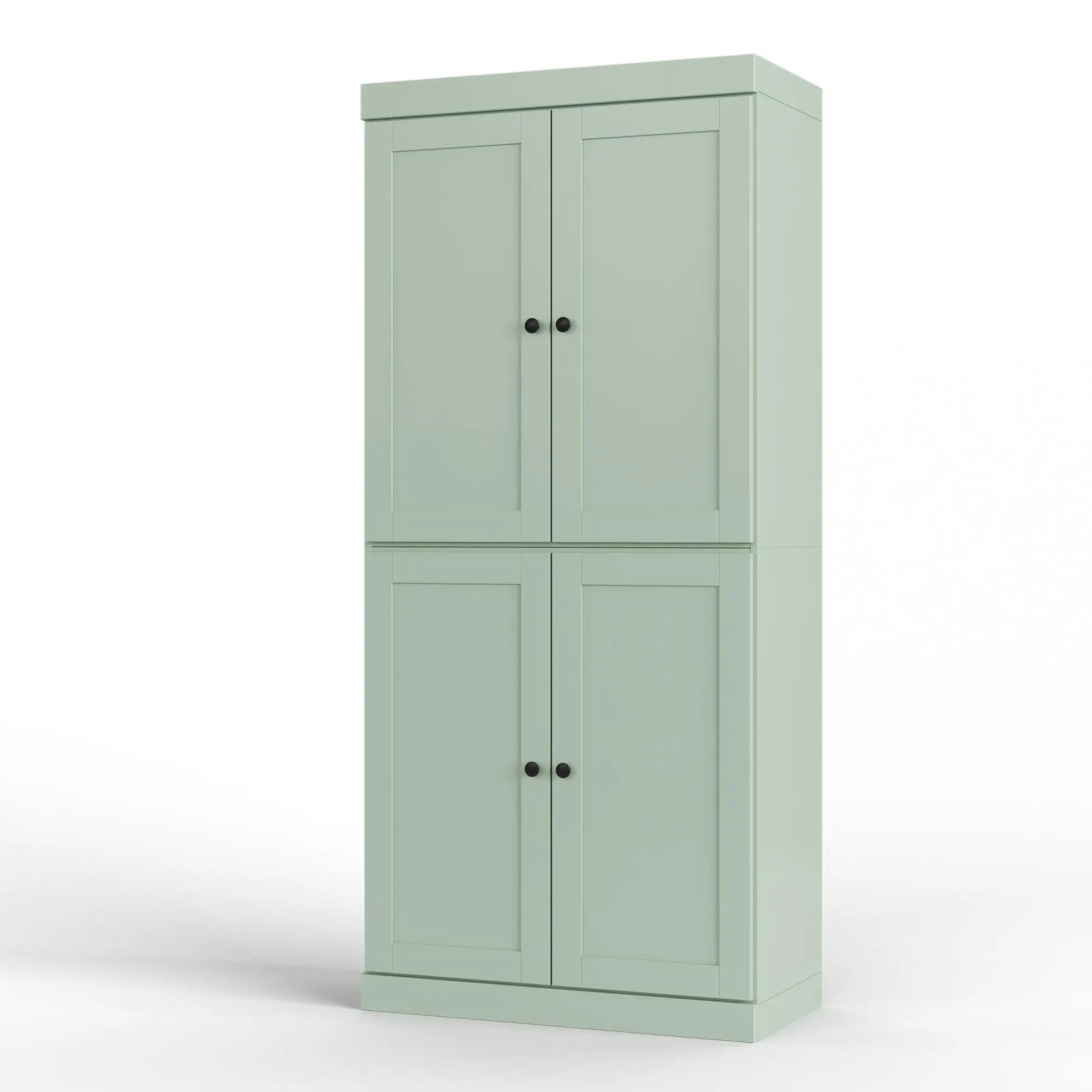 32" Sage Solid Wood Free Standing Four Door Linen Cabinet Homeroots Organization