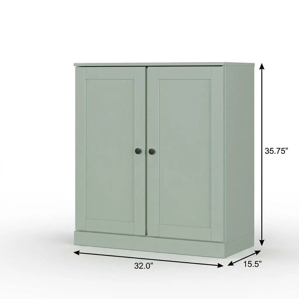 32" Sage Solid Wood Shaker Style Double Door Linen Cabinet Homeroots Organization
