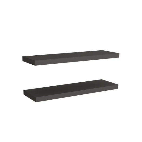 32" Set Of Two Dark Gray Wood Wall Mounted Floating Shelves - GreatEagleInc