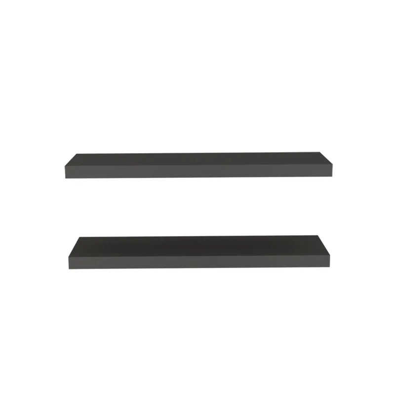 32" Set Of Two Dark Gray Wood Wall Mounted Floating Shelves - GreatEagleInc