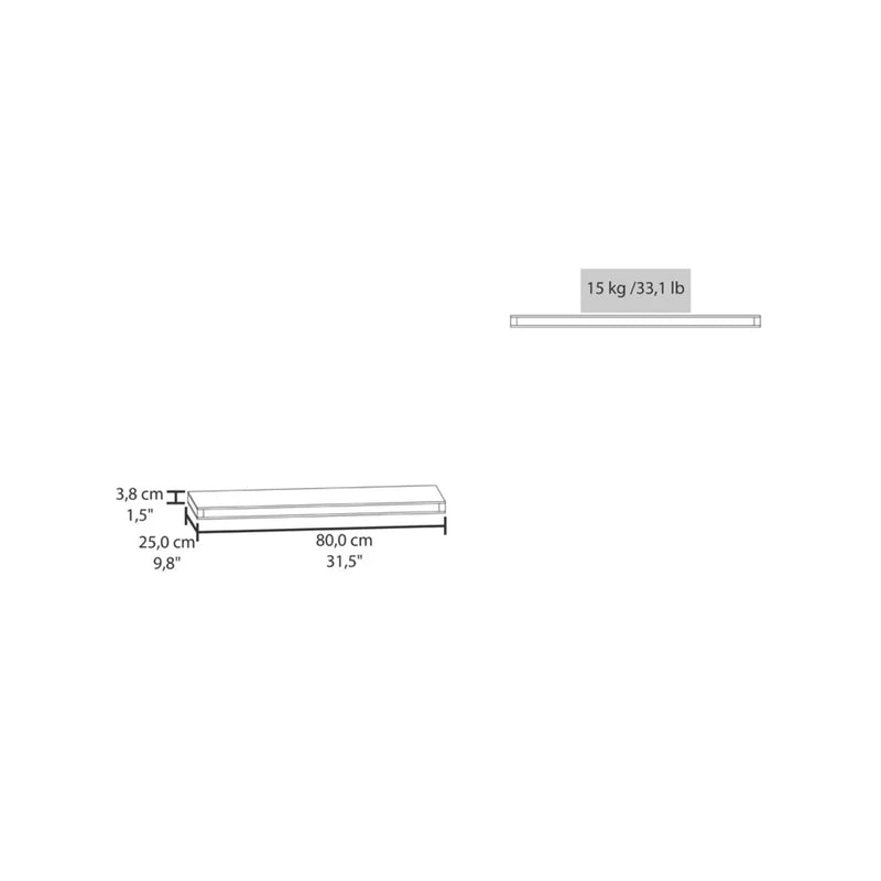 32" Set Of Two Dark Gray Wood Wall Mounted Floating Shelves - GreatEagleInc