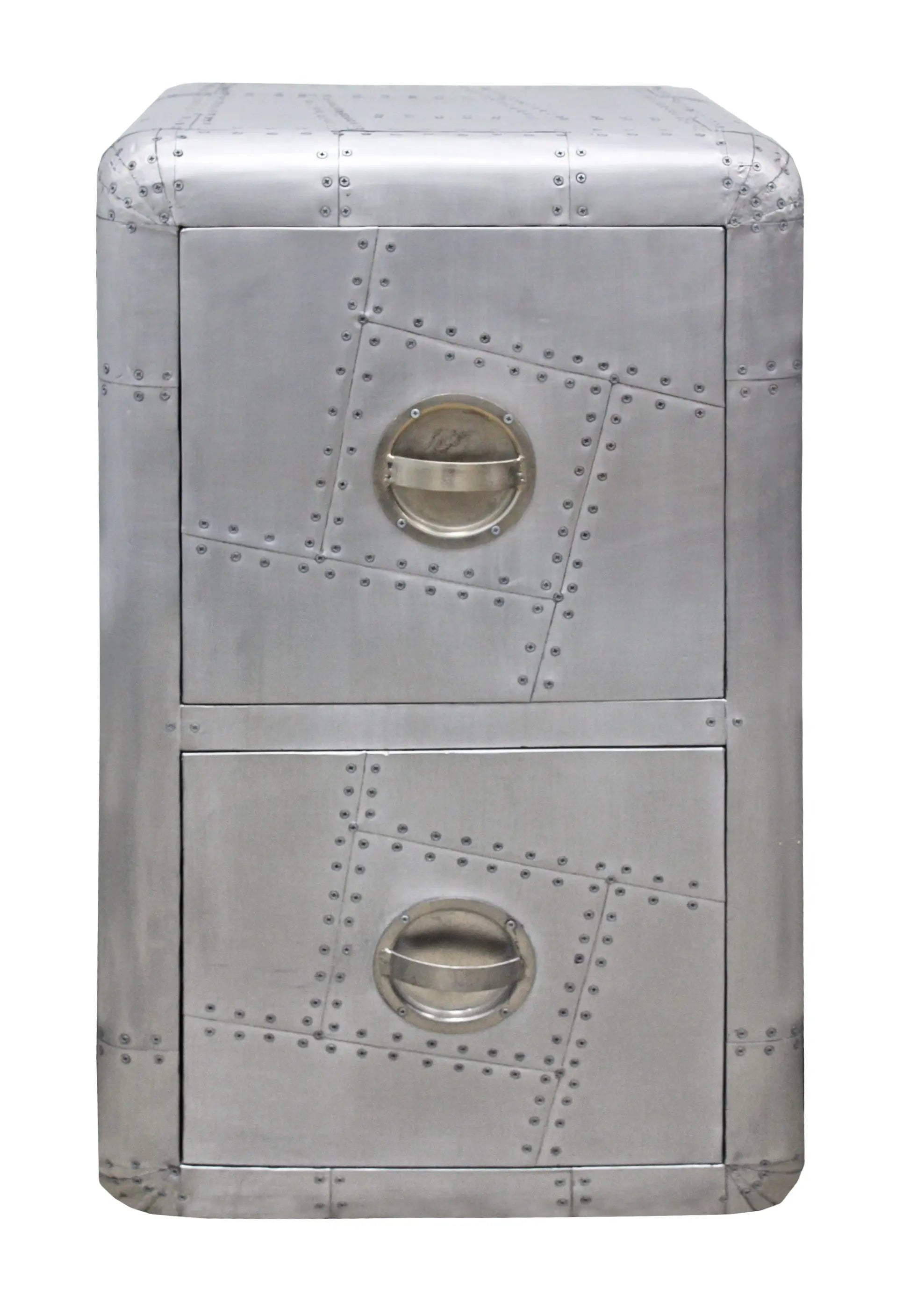 32" Silver Aviator Aluminum Two Drawer Filing Cabinet Homeroots Office