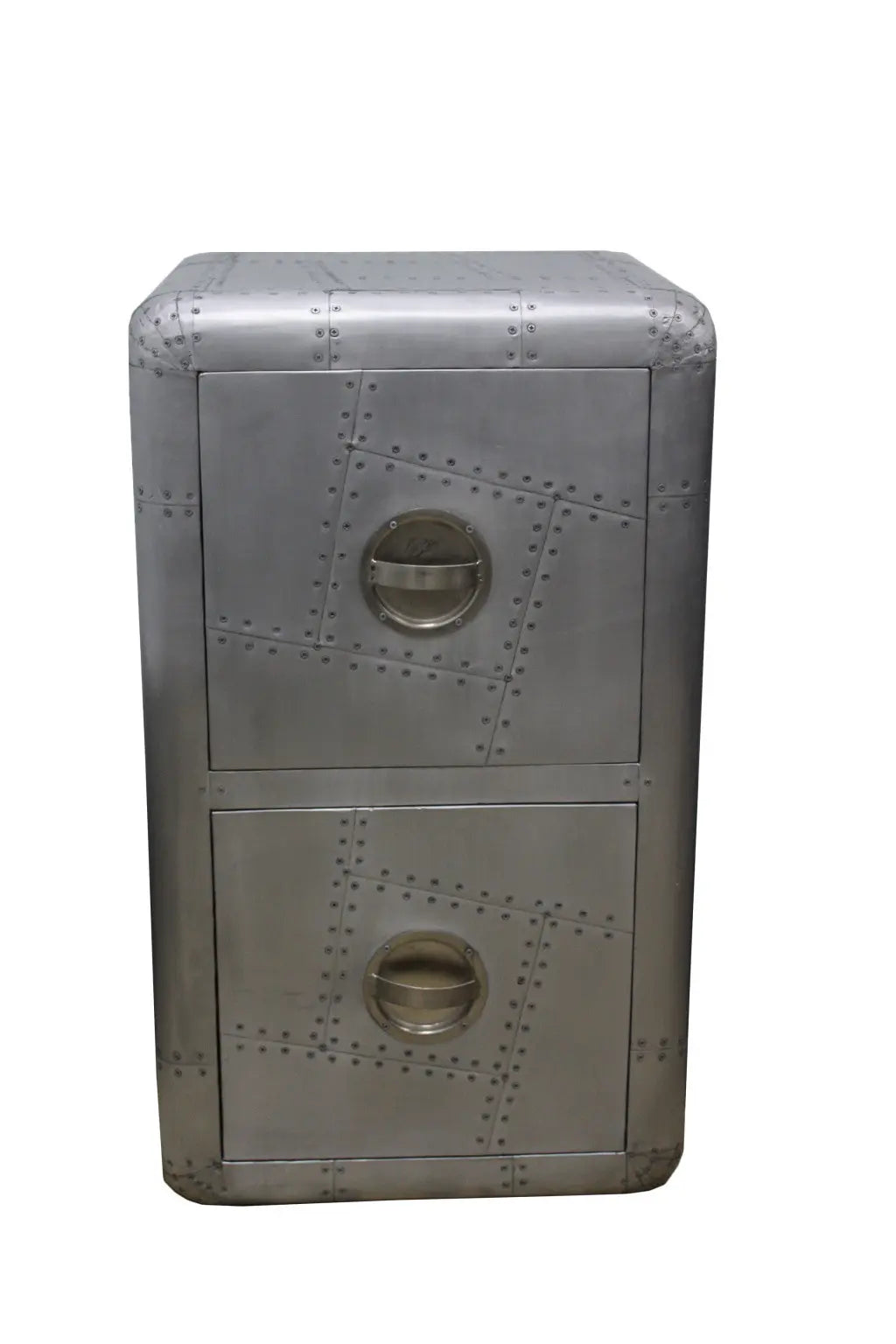 32" Silver Aviator Aluminum Two Drawer Filing Cabinet Homeroots Office