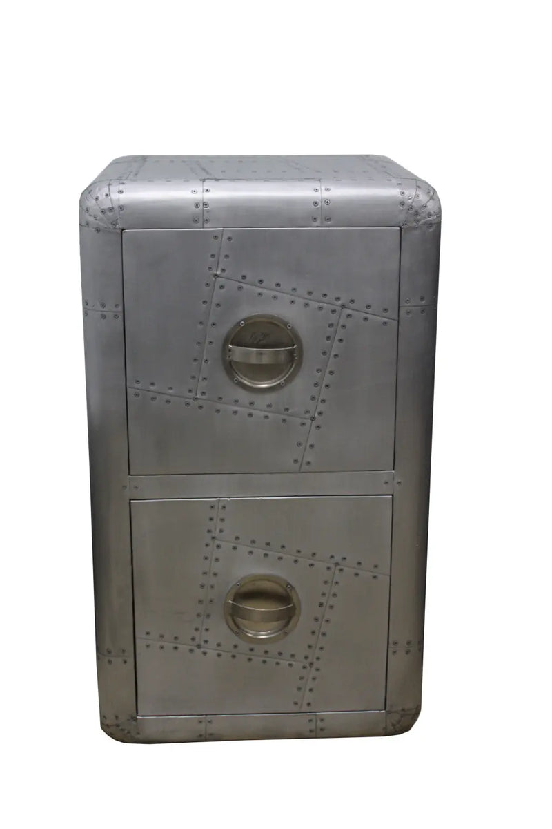32" Silver Aviator Aluminum Two Drawer Filing Cabinet Homeroots Office