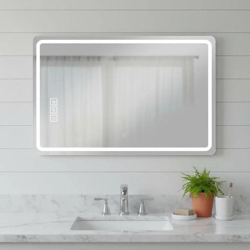 32" Silver Lighted Frameless Bathroom Vanity Mirror Homeroots Bed & Bath