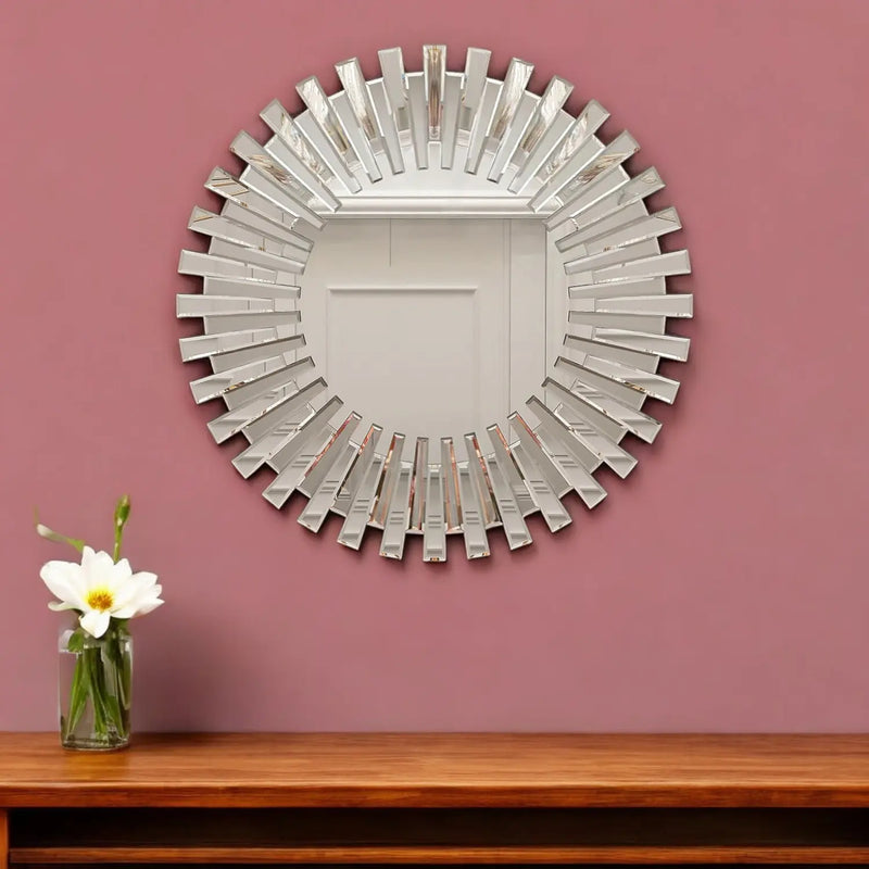32" Silver Sunburst Unframed Accent Mirror Homeroots Bed & Bath