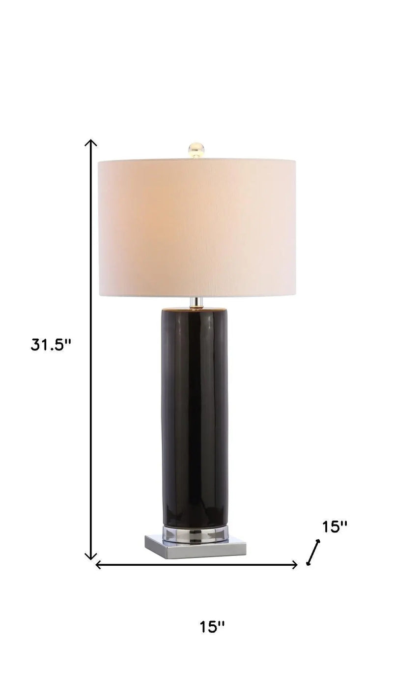 32" Silver Table Lamp With Drum Shade Homeroots Lighting