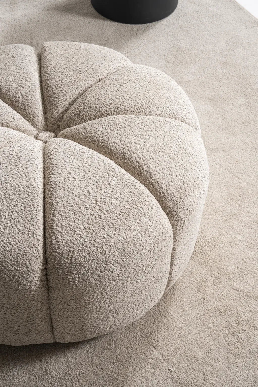 32" Taupe Tufted Boucle Tufted Round Ottoman Homeroots Living Room